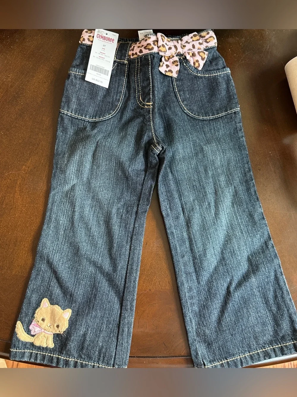 NWT Gymboree Kitty Glamour Denim Jeans, Size 2T